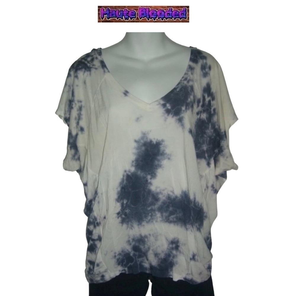 Splendid Tie Dye Blue White Bohemian Blouse Top USA Made Seen On Celebrity Boho